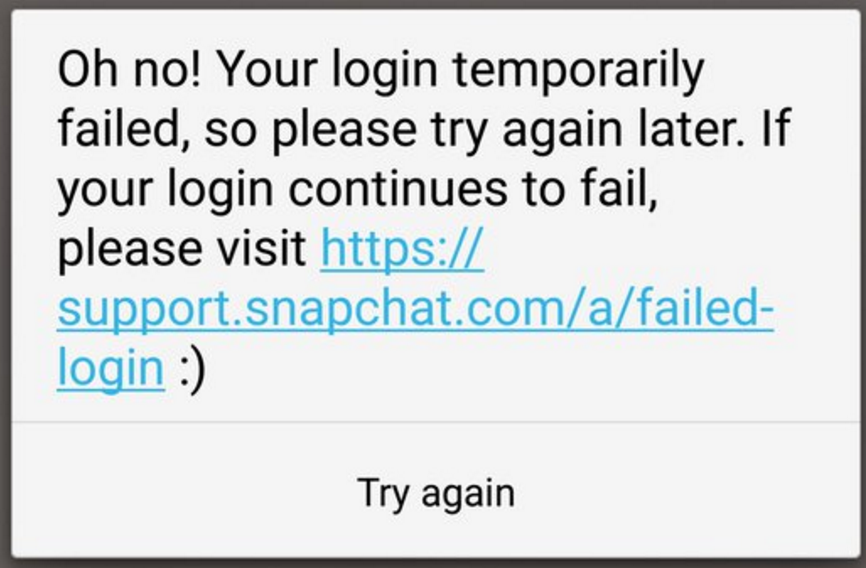 Login failed please try later. Login failed.