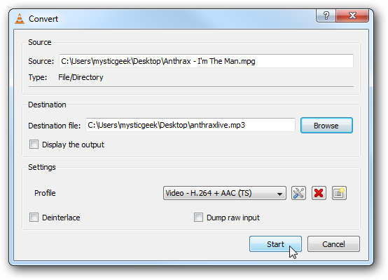 convert flac to mp3 using vlc