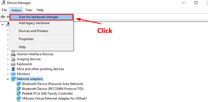 Device Manager Scan for hardware changes