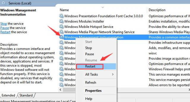 Restart WMI Provider Host Service