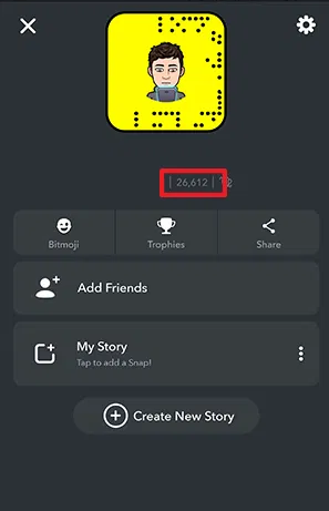 find the Snapchat Score on your profile